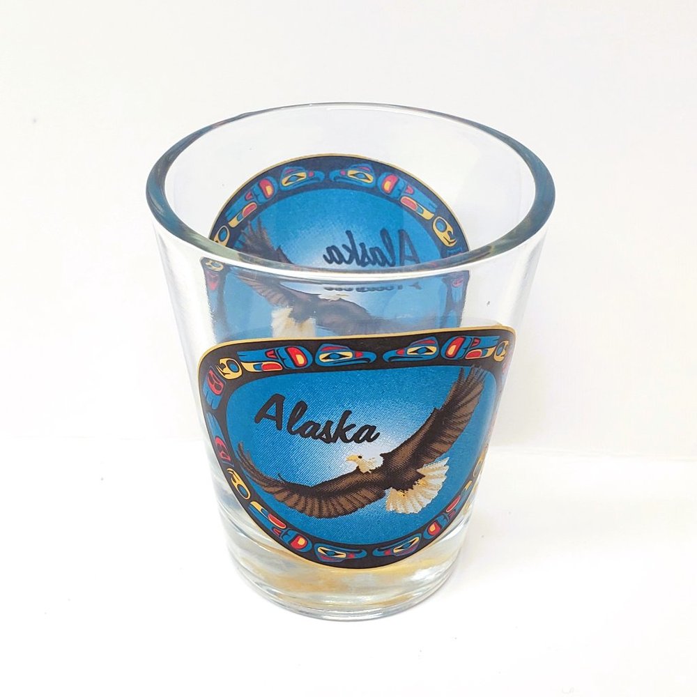 Alaska State Souvenir Shot Glass Flying Eagle Totem